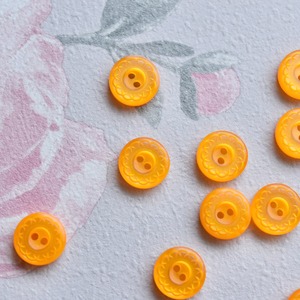 フランス シャイニーオレンジフラワー 2穴 14㎜