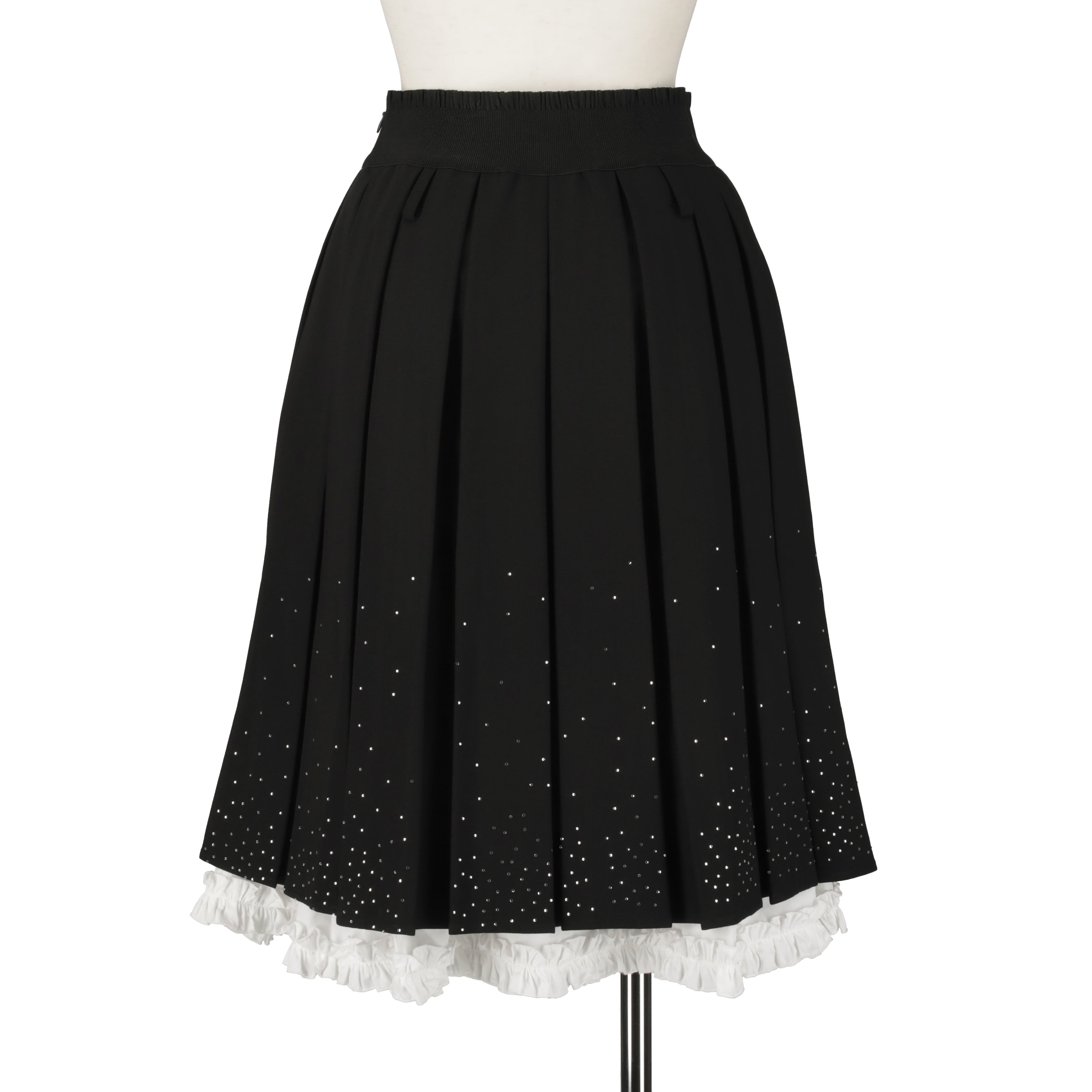 フリルラインストーンスカート BLACK