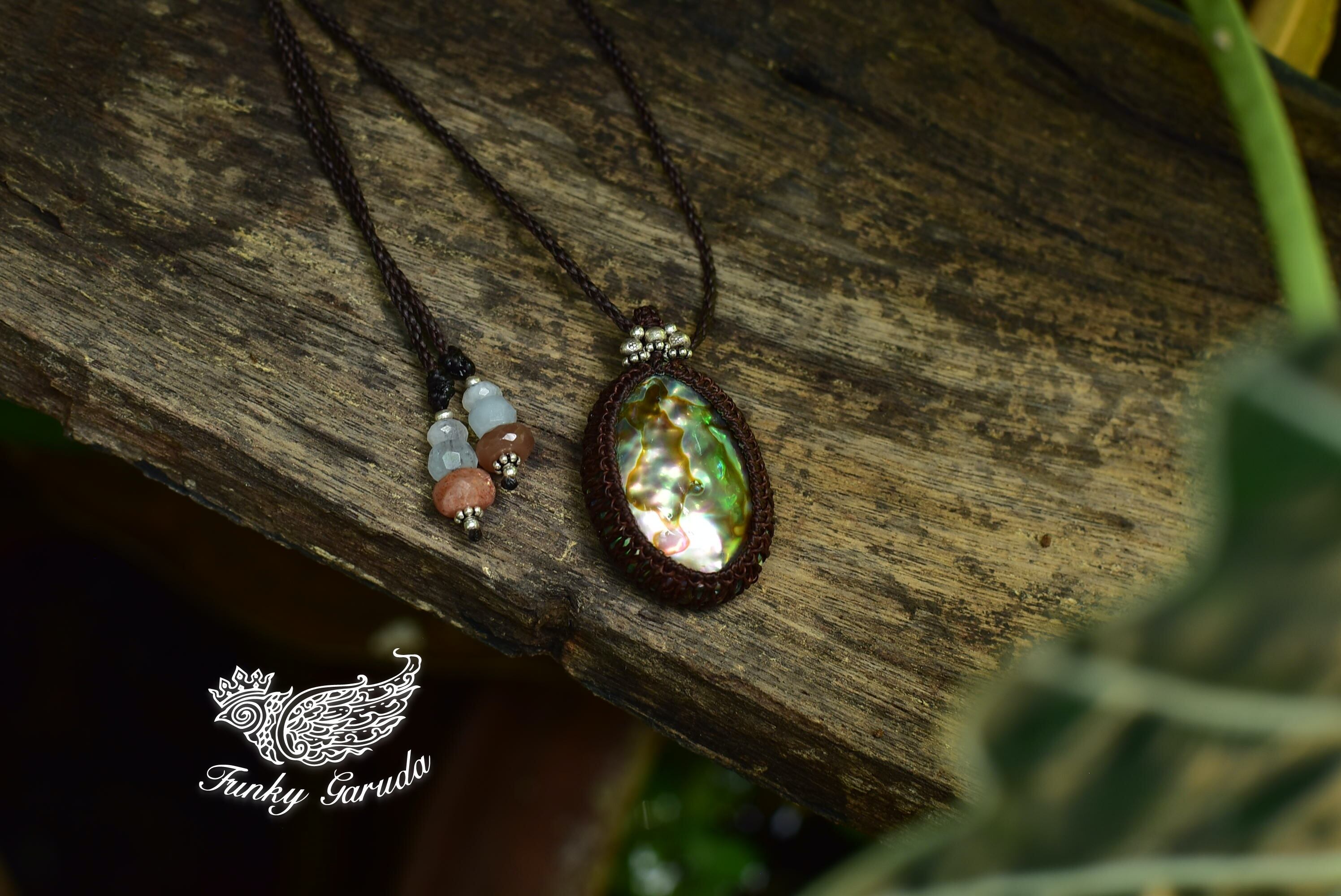 願いが叶う★パワー★アバロンシェル マクラメペンダント she001