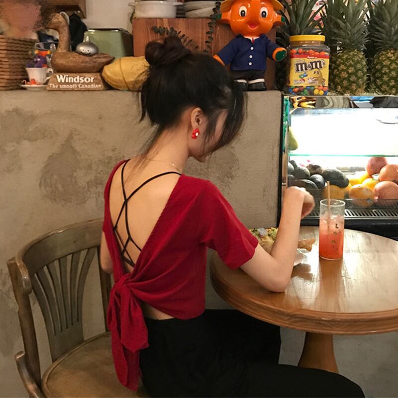 スプリングスタイルホルタースリムショートTシャツ 春物 misskkl75416252904