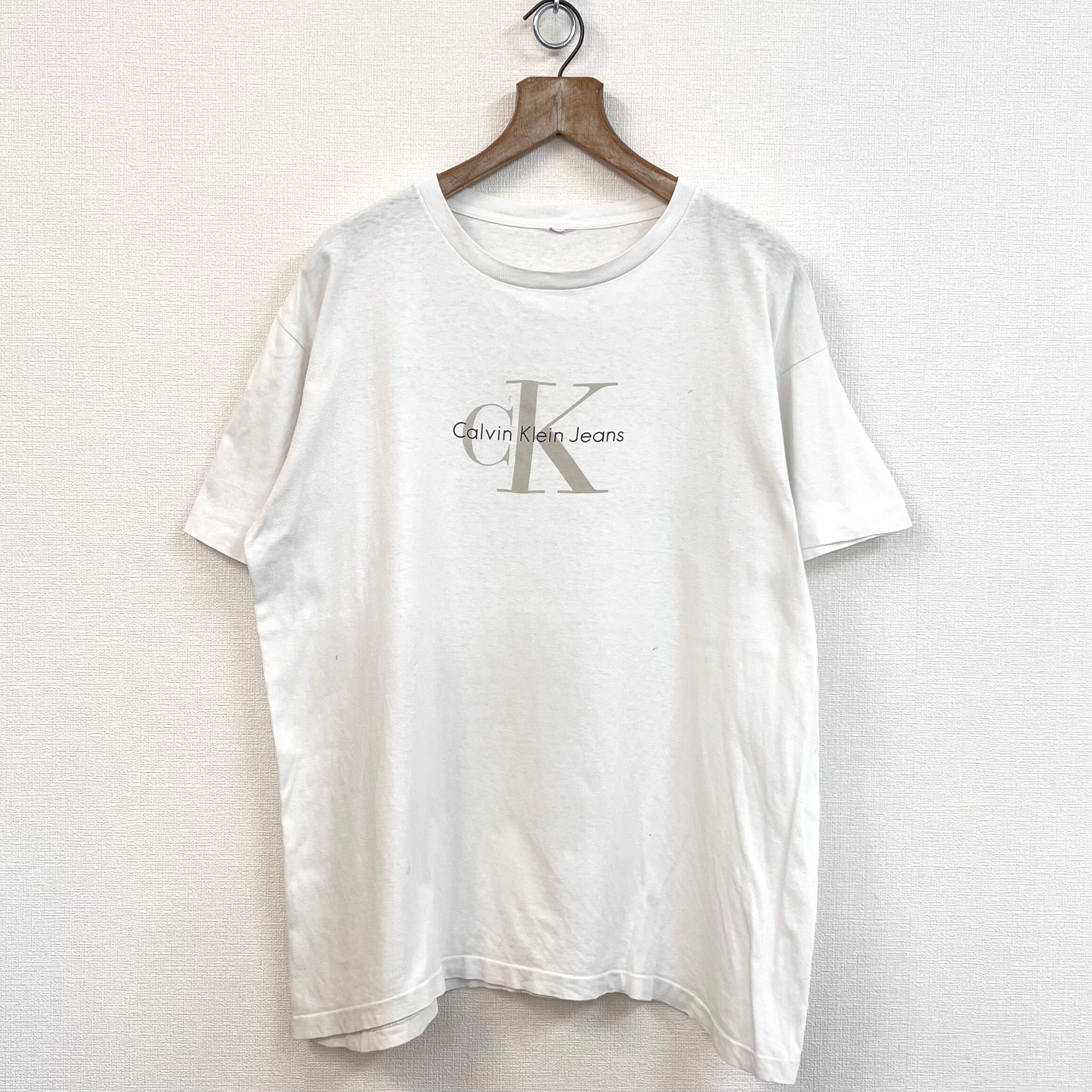 about XL ] Calvin Klein Jeans Print T-shirt 90年代 CKロゴ カルバン 