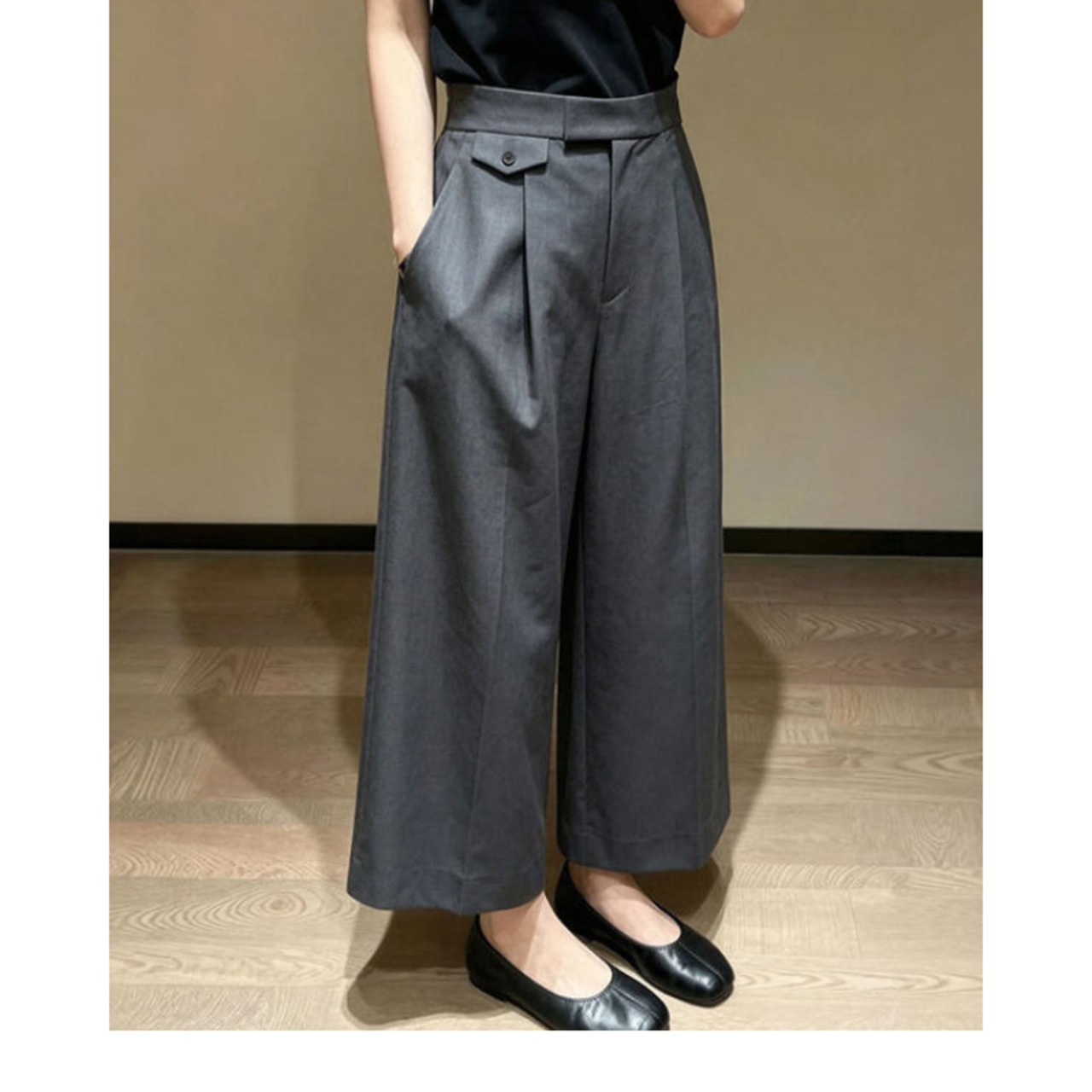 タック入り ベルト付き ワイド パンツ  1col  00012・画像2