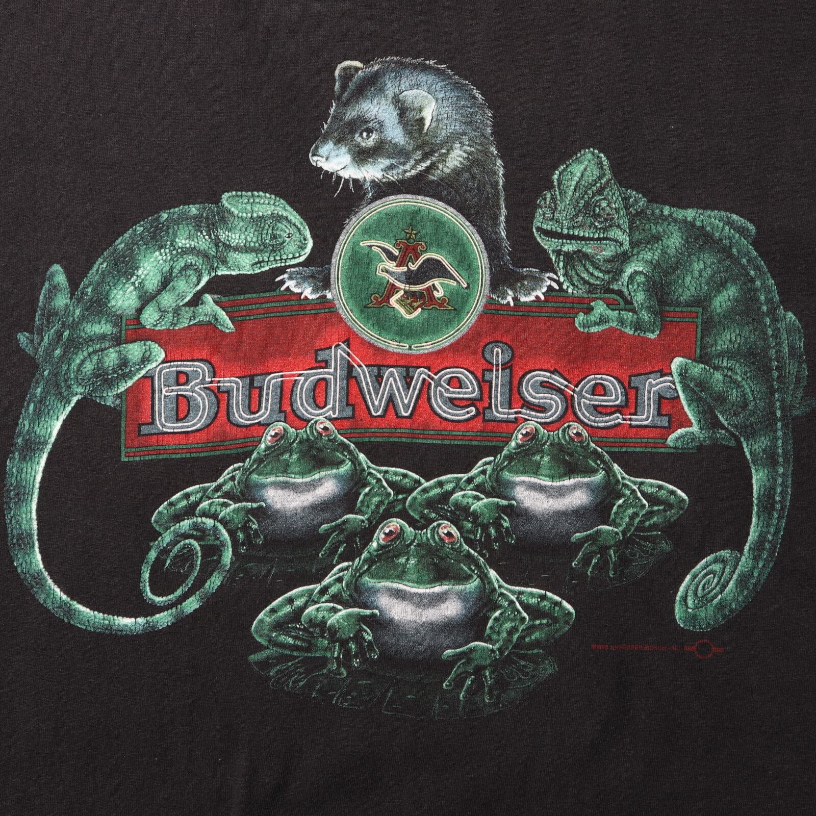 美品 XL 99年 バドワイザー frog カメレオン Tシャツ カエル 蛙 黒 