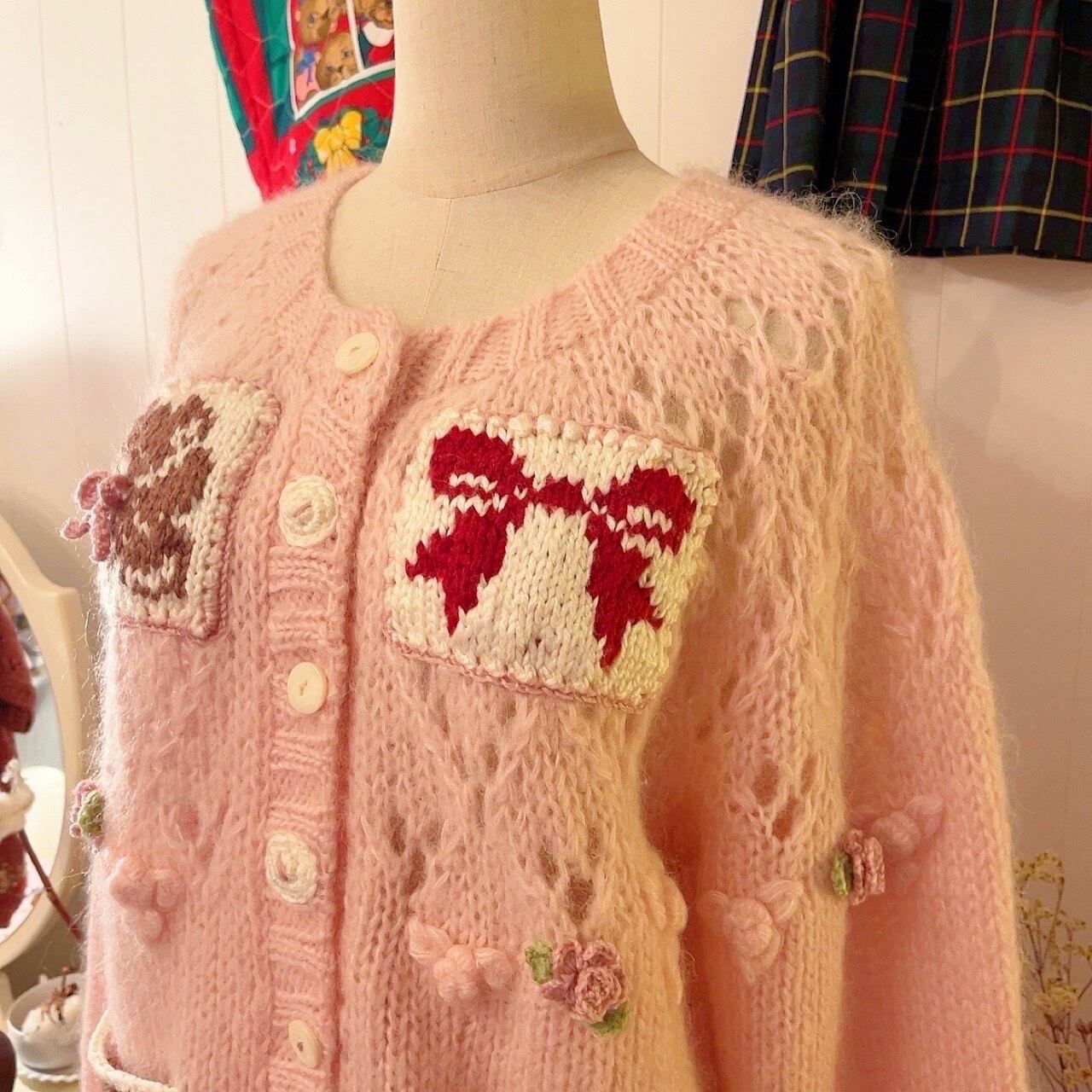 remake / bear pink knit cardigan