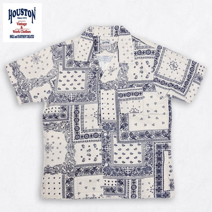 HOUSTON ヒューストン アロハシャツ ペイズリー バンダナ オープンカラー 半袖シャツ 41193【送料無料】