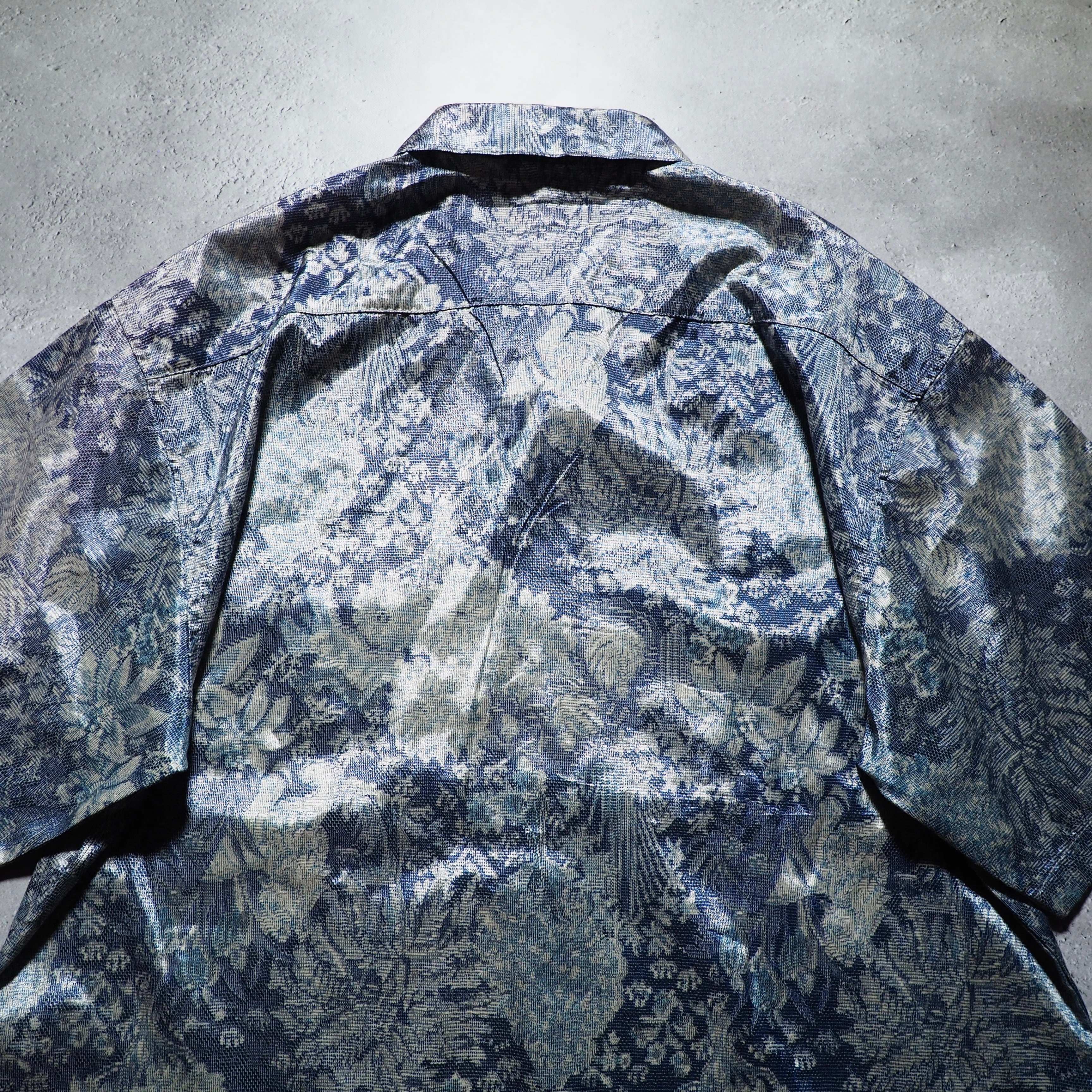 1990s ” Thai silk ” Cold contemporary art pattern Design vintage SS drape shirt