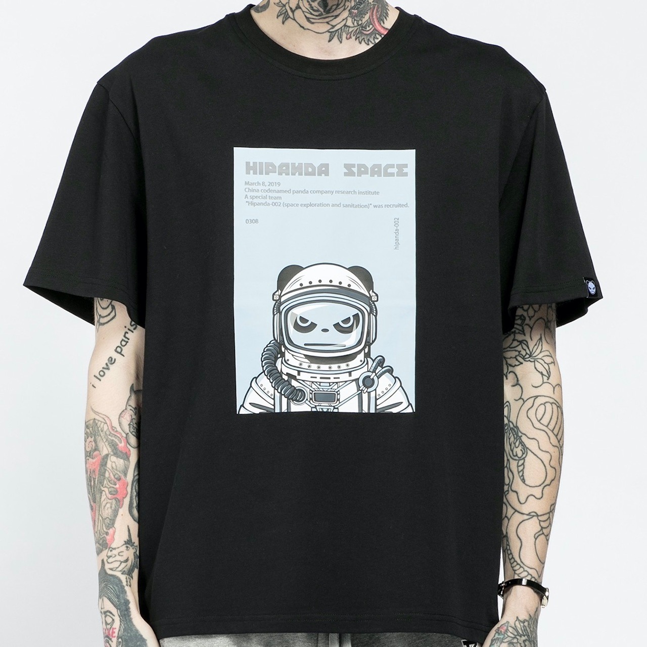 SALE【HIPANDA ハイパンダ】メンズ Tシャツ MEN'S ASTRONAUT PRINT SHORT SLEEVED T-SHIRT / WHITE・BLACK