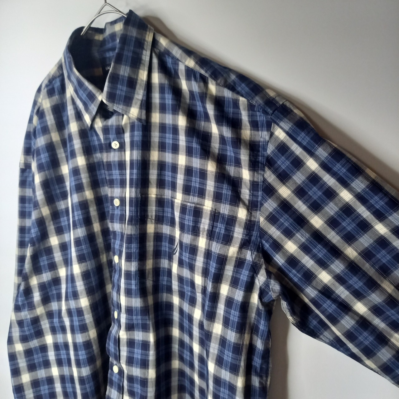 ノーティカ　オンブレ　BDシャツ　ボタンダウン　長袖　刺繍　シャドーチェック