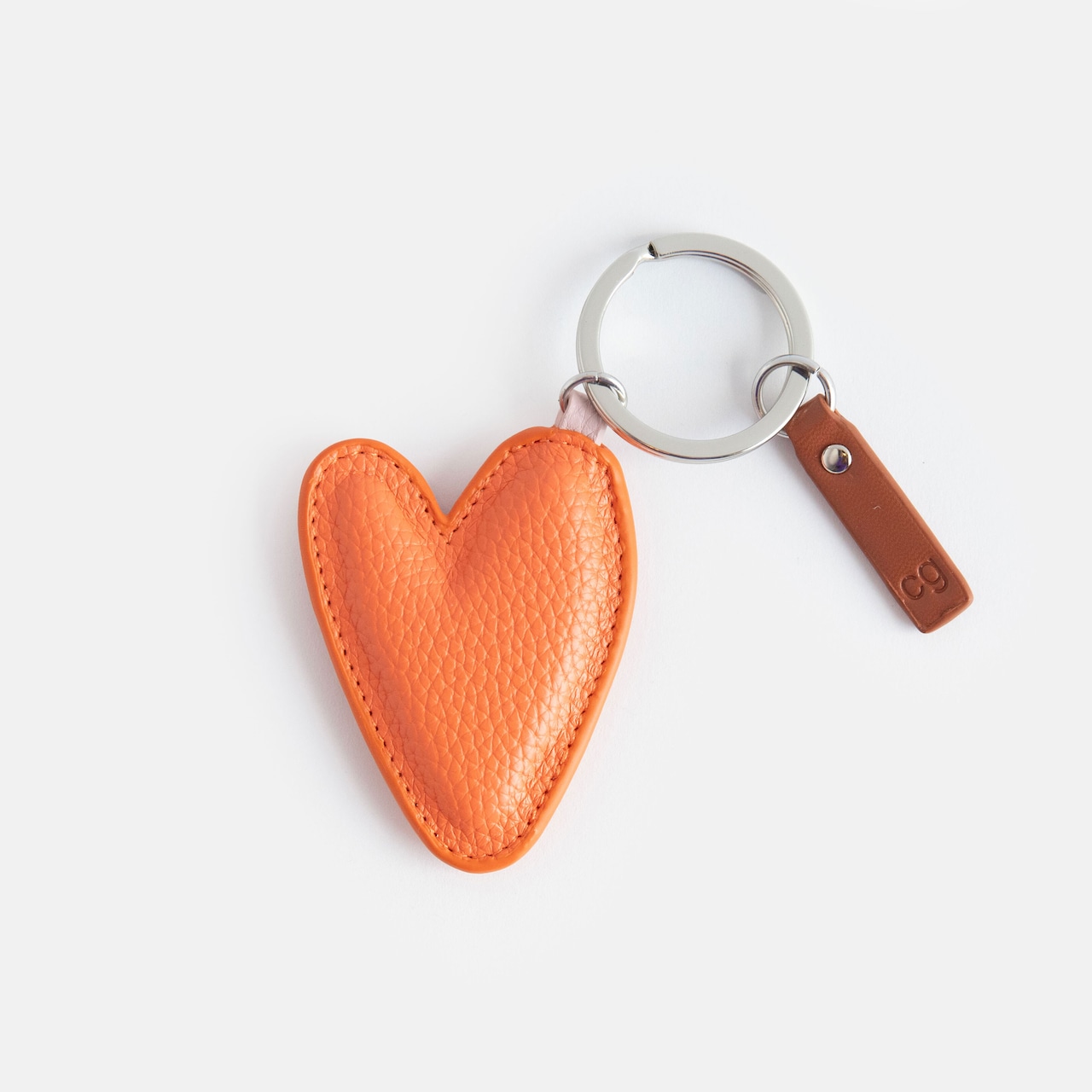 CORAL ORANGE HEART KEYRING_KEY035