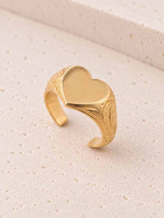 316L hawaiian signet heart ring  #r04