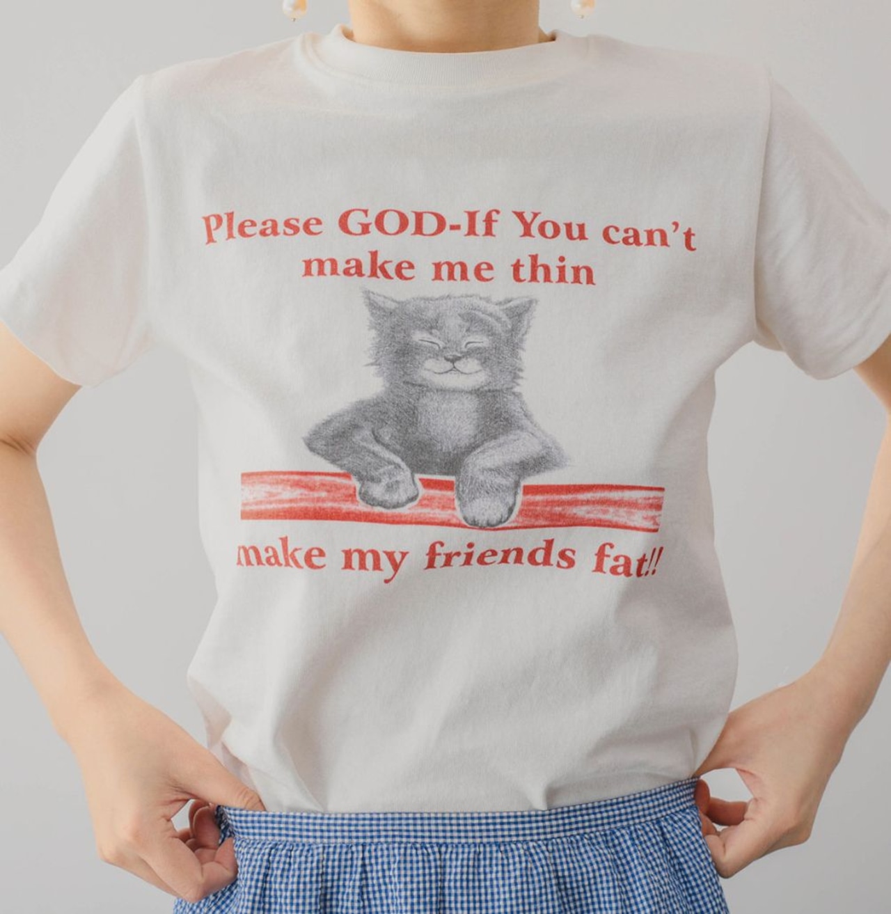 キャットグラフィックプリント Tシャツ   F0064 - 3