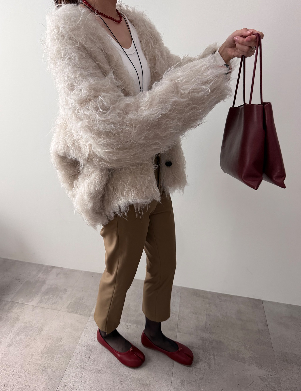 【新作5％OFF・3日間】Shaggy Volume Cardigan(Beige)_7colors