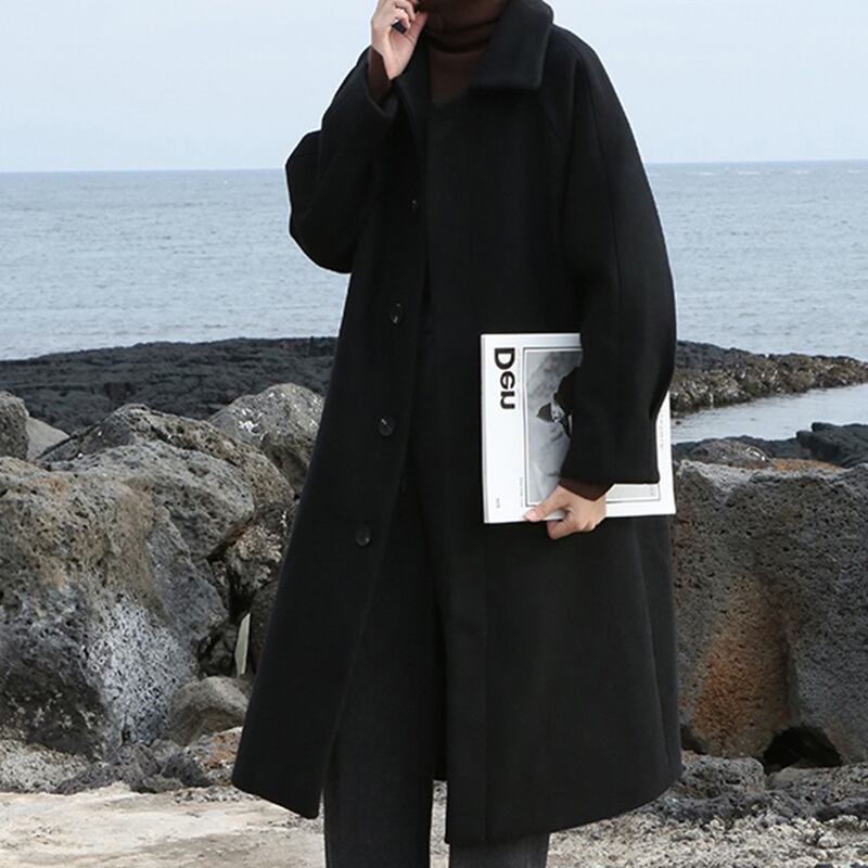 韓国オルチャン ブラックコート レディースウィンタースタイル