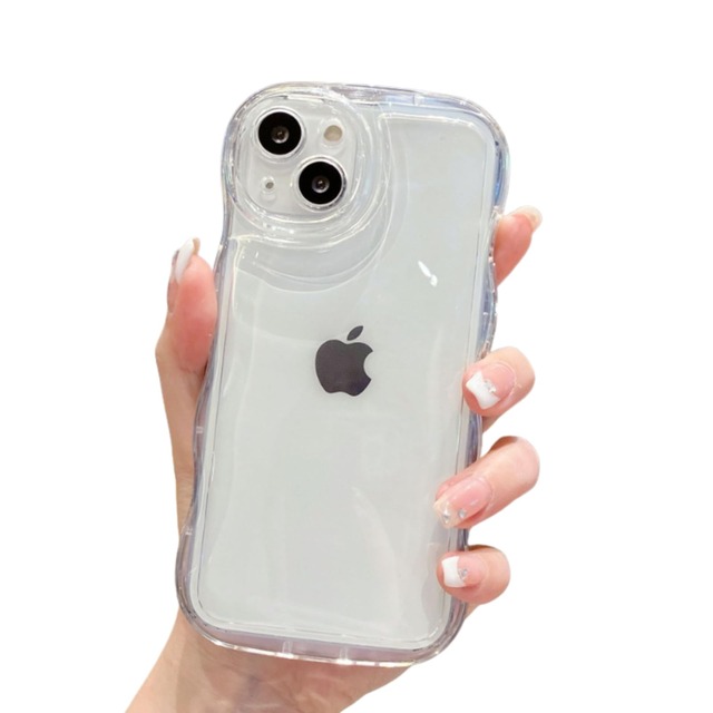 bellpear アクスタが入るスマホケース iPhone 15 用 ケース 推し活にぴったり クリア TPU素材 ウェーブ 収納