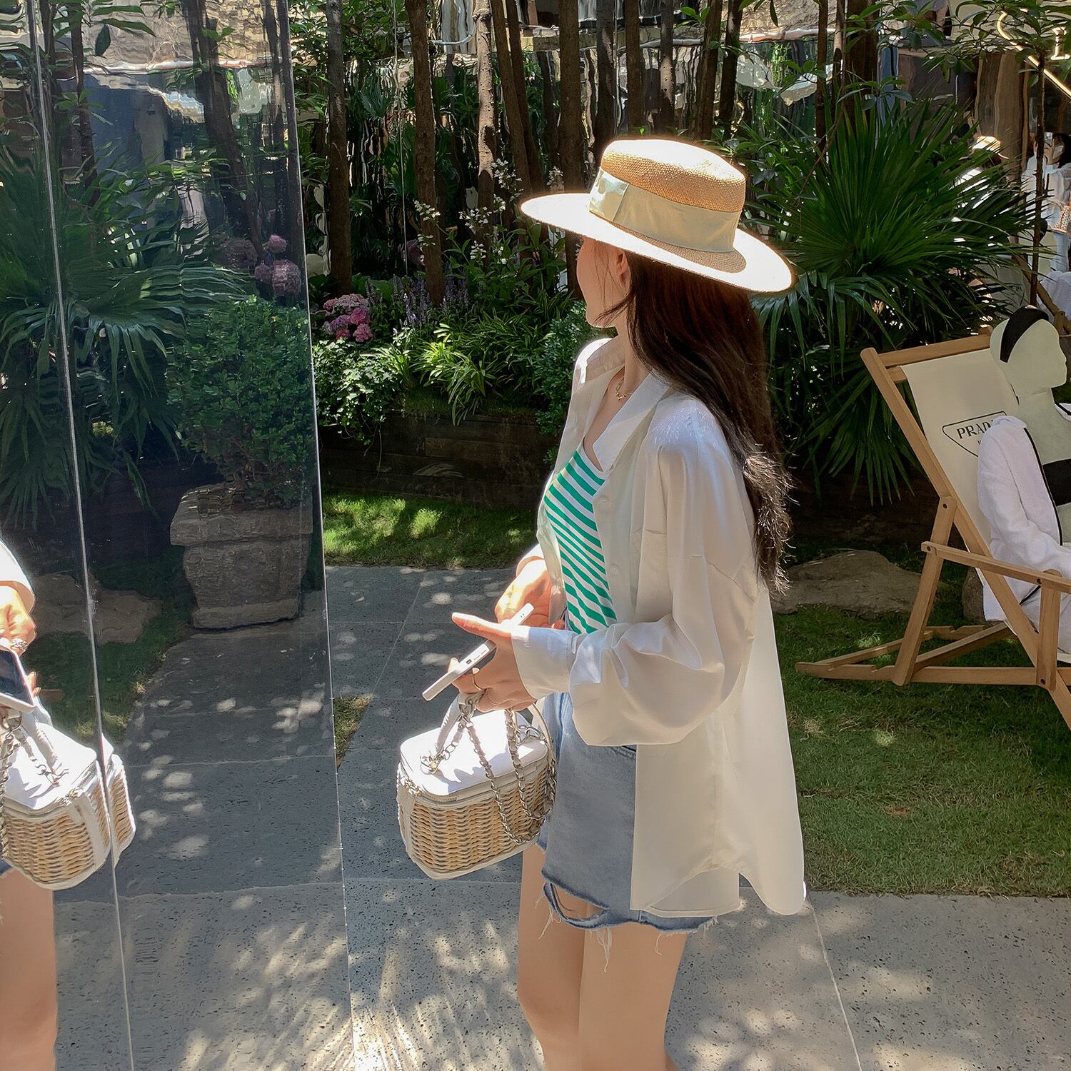 ホワイトシャツ サマー薄手ルーズ ロング 夏物 HUCHUJING86076347308