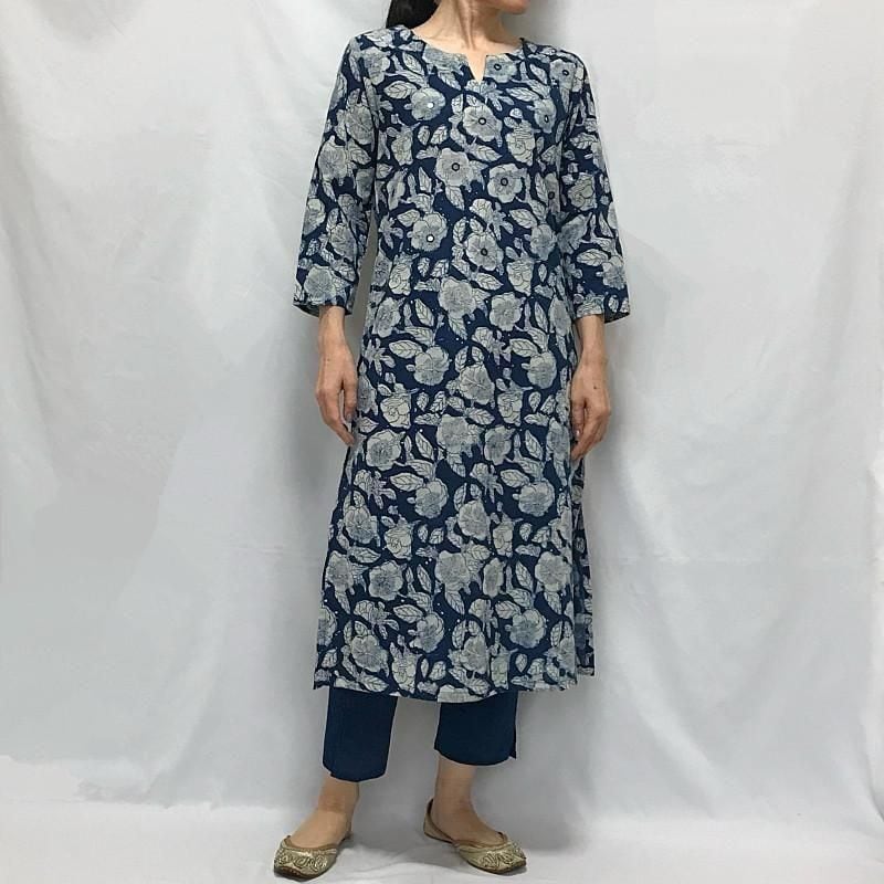 【SALE20%OFF!】インディゴストレートクルタ ミラーワーク M/L/XLサイズ