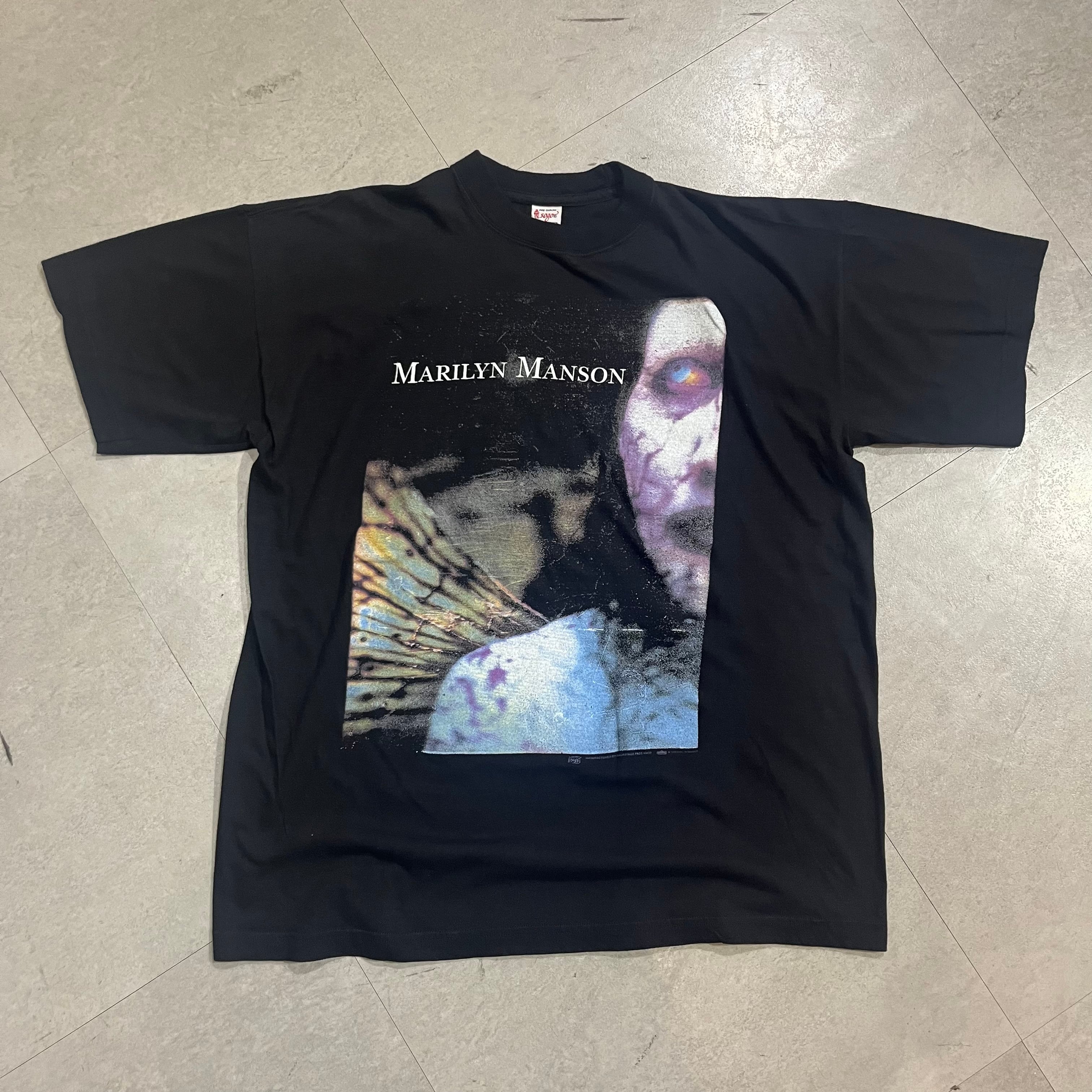 90年代 size:XL程度【 MARILYN MANSON 】マリリンマンソン バンドTシャツ バンT プリントTシャツ 両面プリント ブラック 黒  古着 古着屋 高円寺 ビンテージ