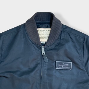 【ALPHA INDUSTRIES】 フライトジャケット MA-1 ジャンパー ブルゾン 中綿 ワッペン ロゴ L  アルファ 古着