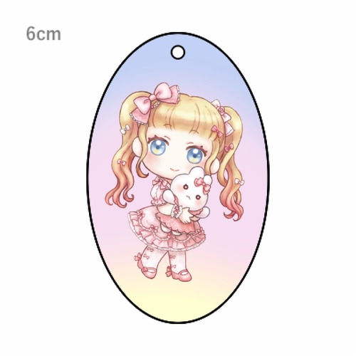 ロリィタちゃん楕円型キーホルダー オーロラアクリル