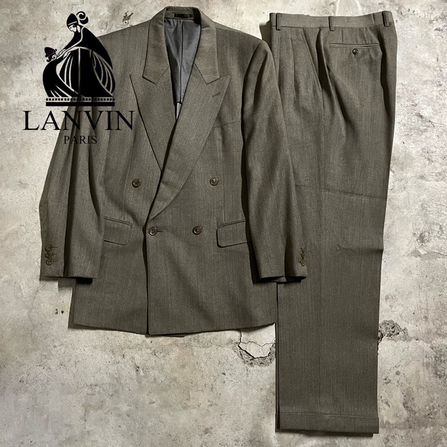 〖LANVIN〗beige color double wool setup suit/ランバン ベージュ カラー ダブル ウール セットアップ スーツ/msize/#0407/osaka