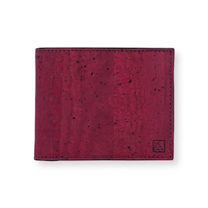 二つ折り財布 マルーン&ブラック コルク製