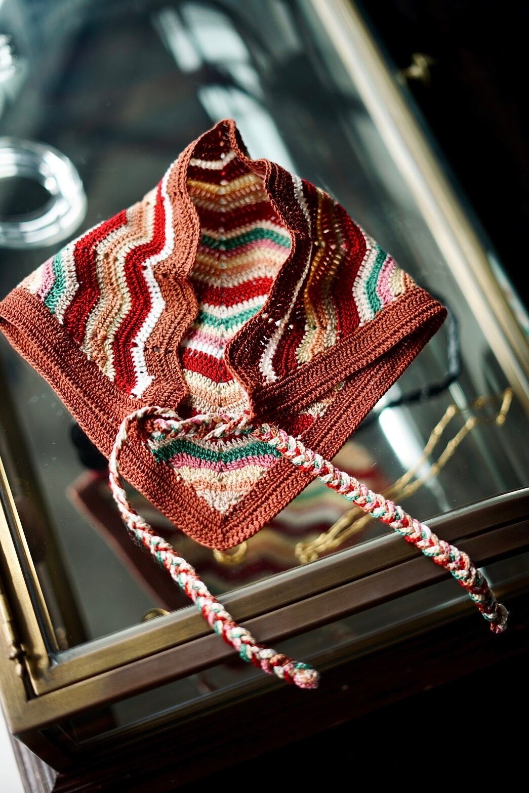 FUMIKA_UCHIDA / Crochet chevron kerchief ( PEPPERMINT , BRICK