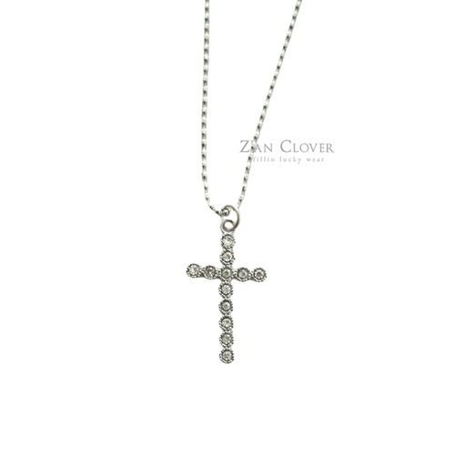 Zan Clover［取寄］cubic long cross necklace 26summer 큐빅 롱 크로스 목걸이