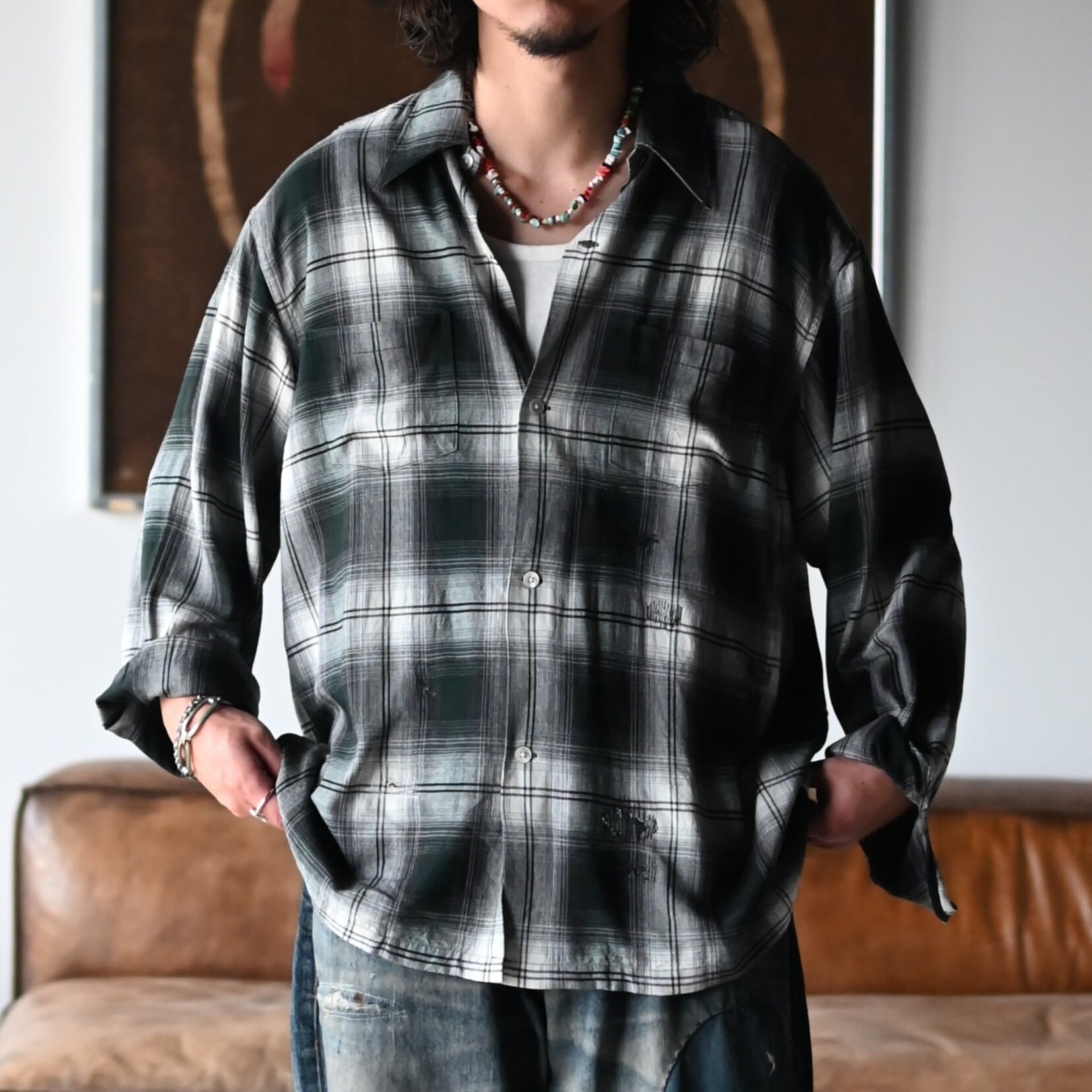 BOWWOW / REMADE RAYON PLAID SHIRT AGED | GANKO