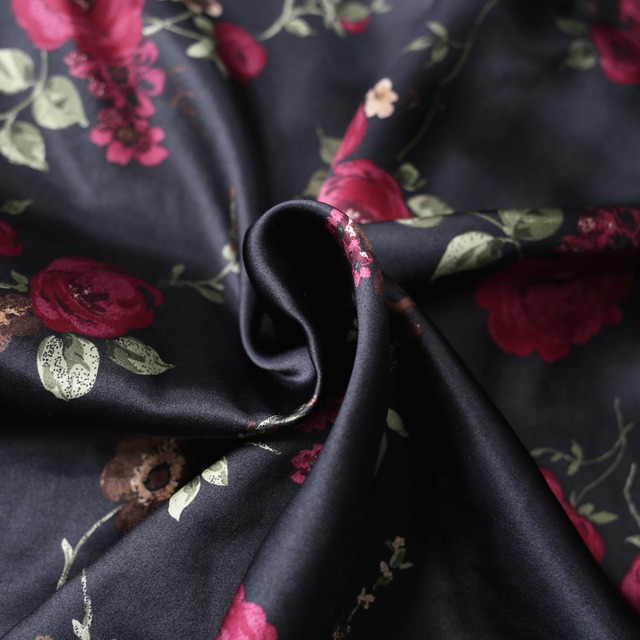rose pattern satin fabric mode design shirt