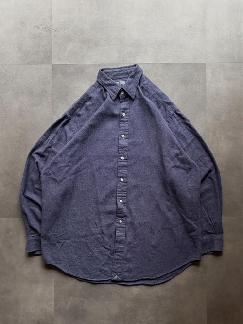 Polo by Ralph Lauren フランネルシャツ ネイビー 無地 L コットン100%