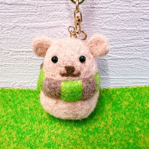 マフラーくまさん 羊毛フェルト キーホルダー