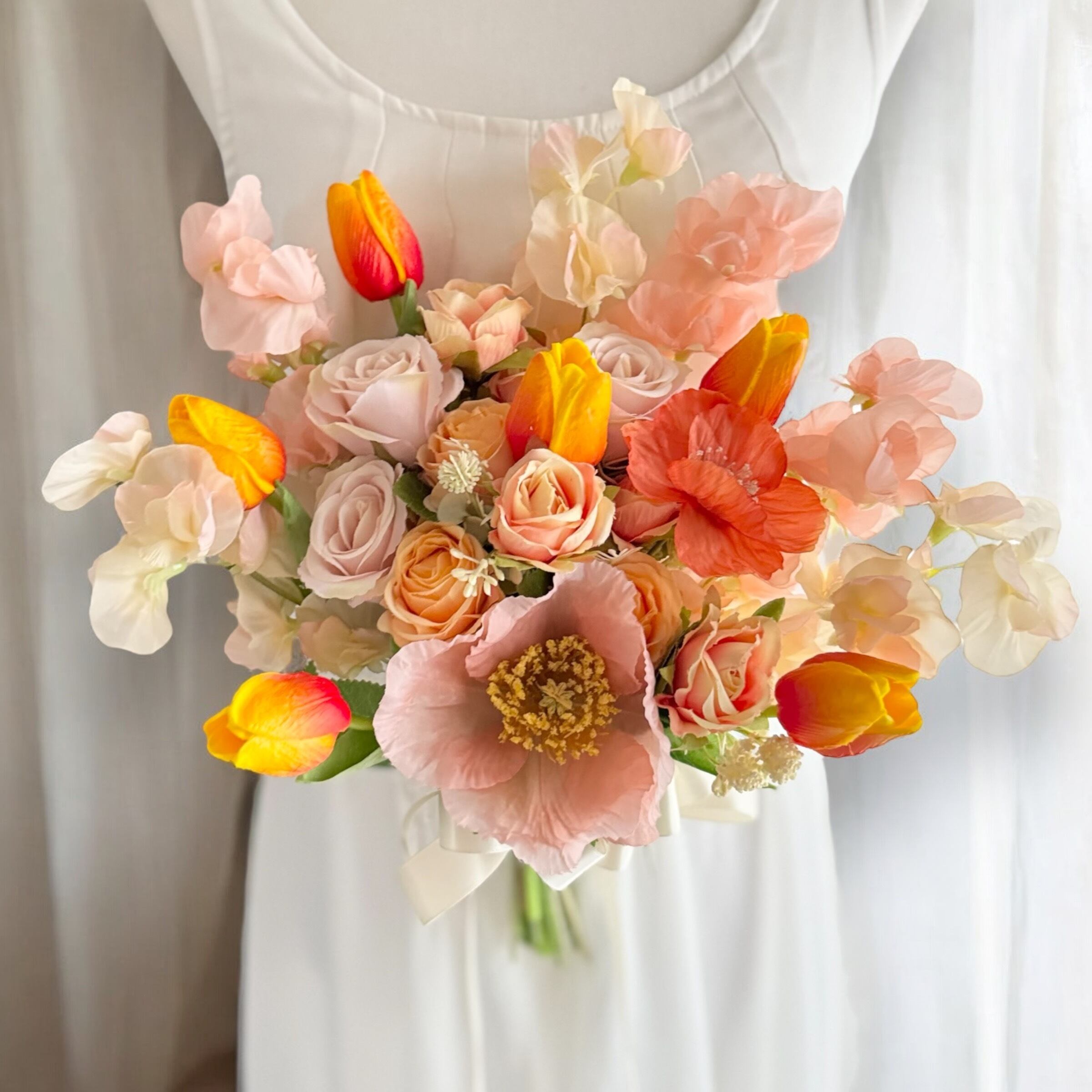 サーモンピンク×オレンジクラッチブーケ☆ブートニア オレンジ×サーモンピンククラッチブーケ☆ブートニア 【公式通販】