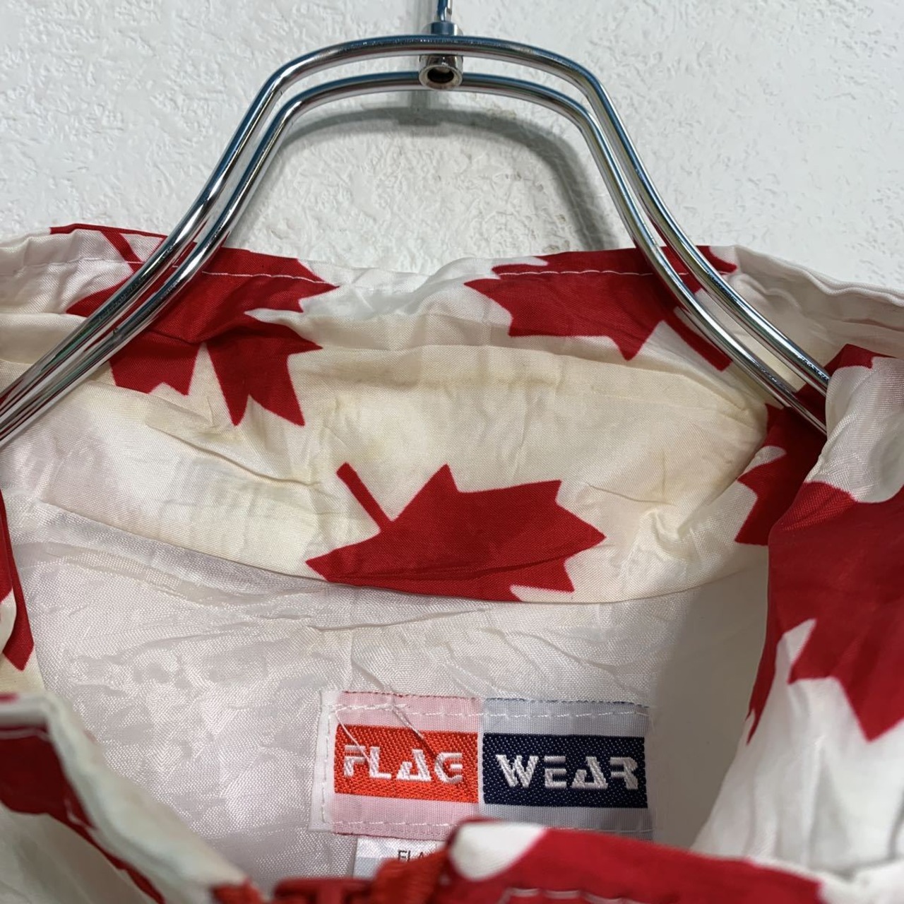 FLAG WEAR ノースリーブ ナイロンジャケット XL ホワイト レッド 