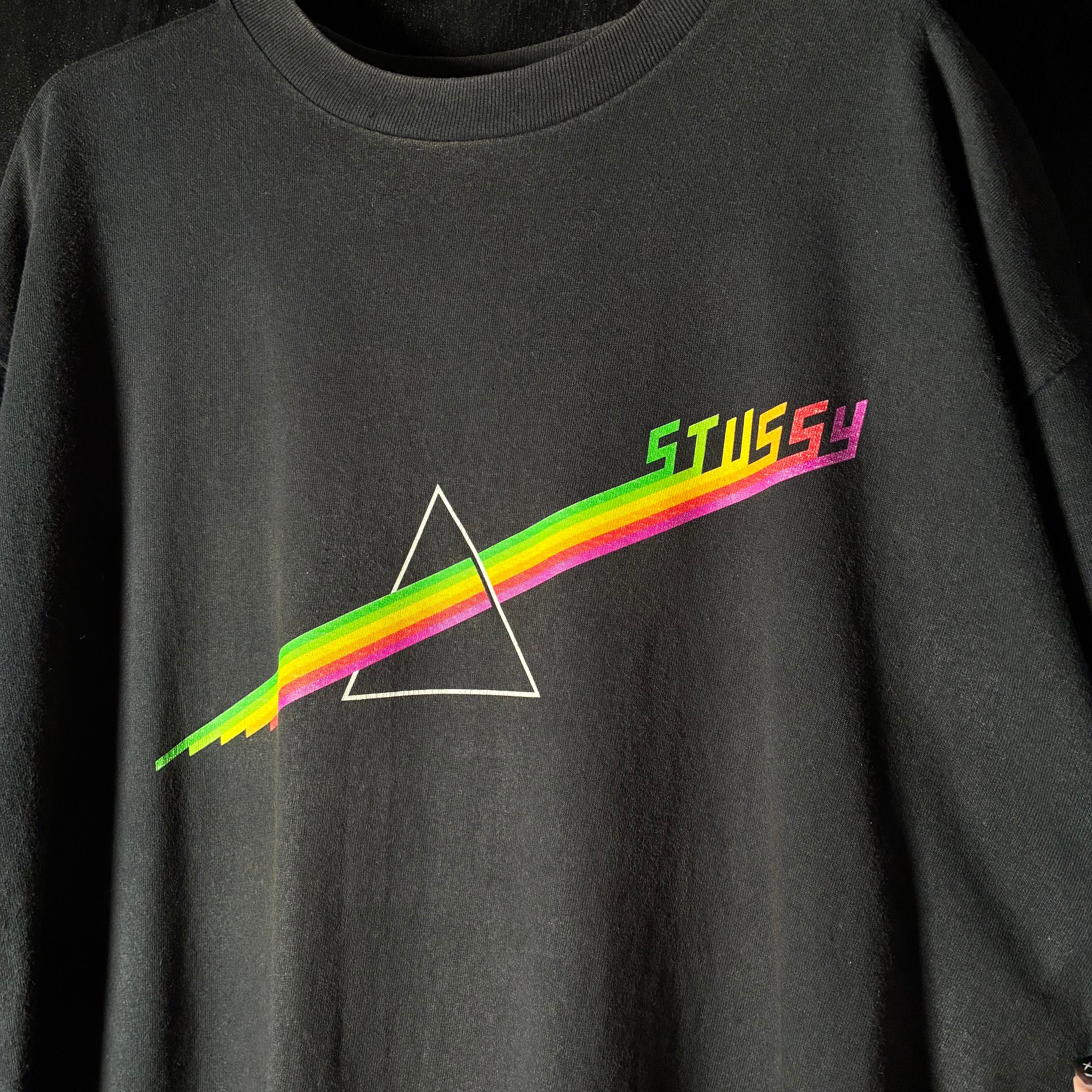 【希少00s】ステューシー　ピンクフロイドロゴ　Tシャツ　XL 00s STUSSY ピンクフロイド パロディTシャツ 黒 ステューシー | 古着屋