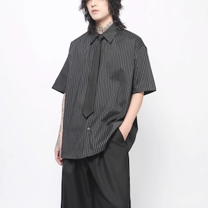 ブラックストライプセットアップタイショートスリーブシャツ(ruf_02000)