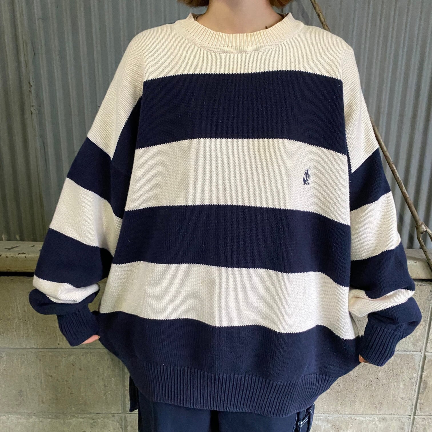 90年代 NAUTICA ノーティカ ボーター コットンニットセーター メンズXL