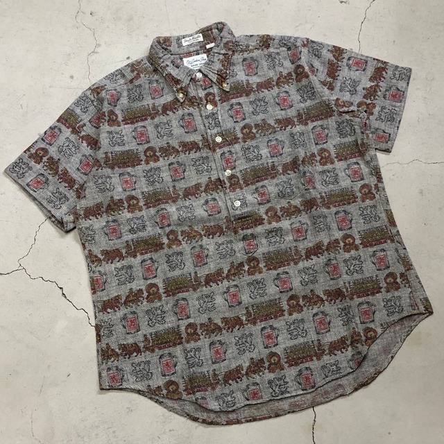 1960s DAVID ISRAEL 総柄 三点留 P/O S/S SHIRT