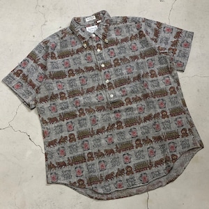 1960s DAVID ISRAEL 総柄 三点留 P/O S/S SHIRT