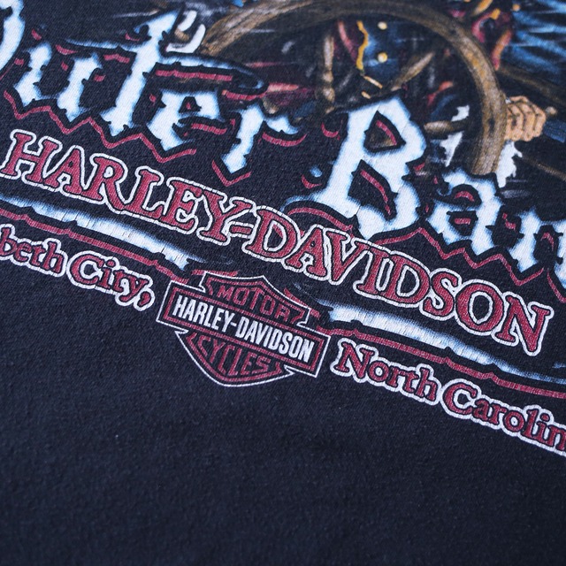 "HARLEY-DAVIDSON" pirate back printed XXL over silhouette h/s tee