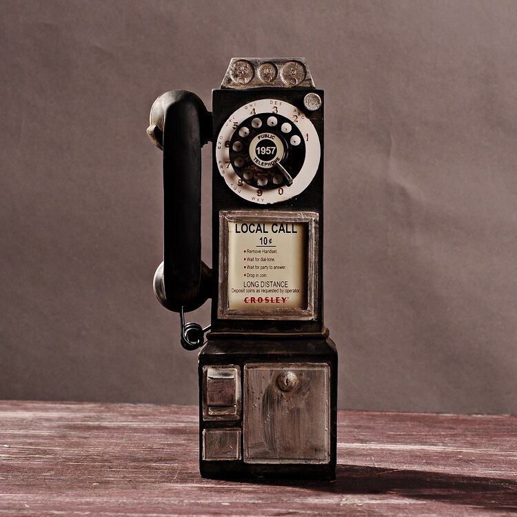 ヴィンテージ調のダイヤル式電話 Telephone 黒 赤 | Russel 海外