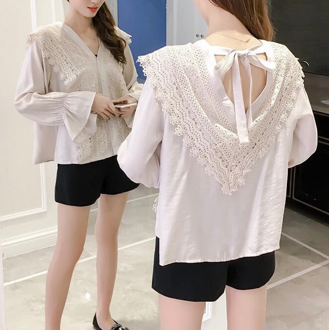 【美品】ヌキテパ ホワイトレース ブラウス フレアスリーブ シースルー whyto ホワイト フレアスリーブ レース ブラウス “flare sleeve lace