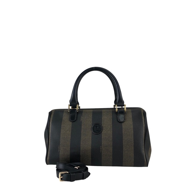 FENDI フェンディ ペカン ハンドバッグ ブラック FFロゴ PVC 2way ミニボストン vintage ヴィンテージ オールド 3d83yd