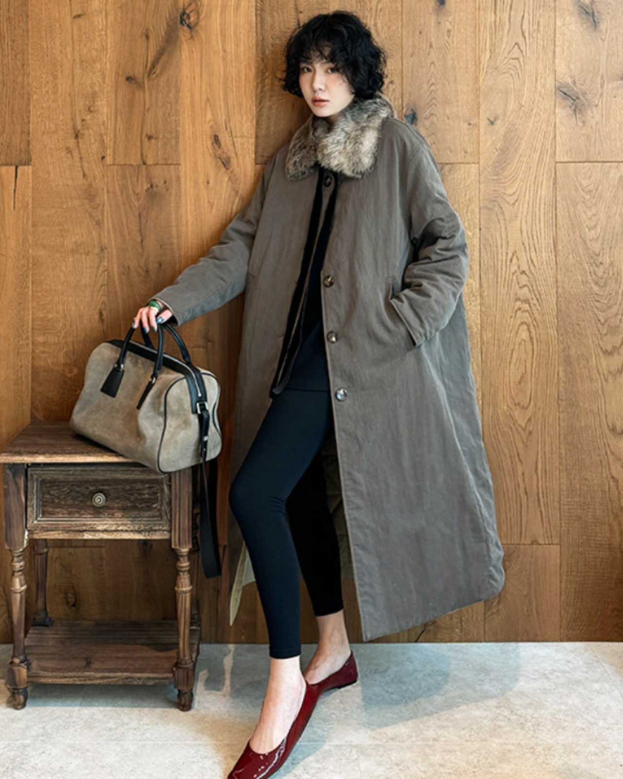 クラシカルキルティング ロングコート