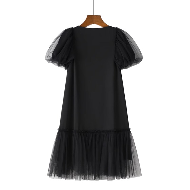 lace puff sleeve fluffy dress【2024051703】