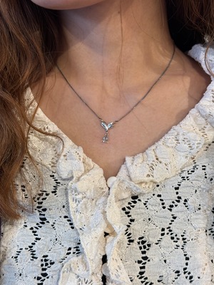 courrèges/ vintage silver design logo necklace.
