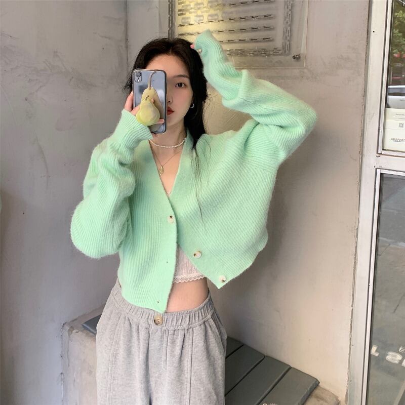 セーター スプリングオータムトップス スタンダードカーディガンジャケット レトロ 春物 秋物 萌量不足78890250361