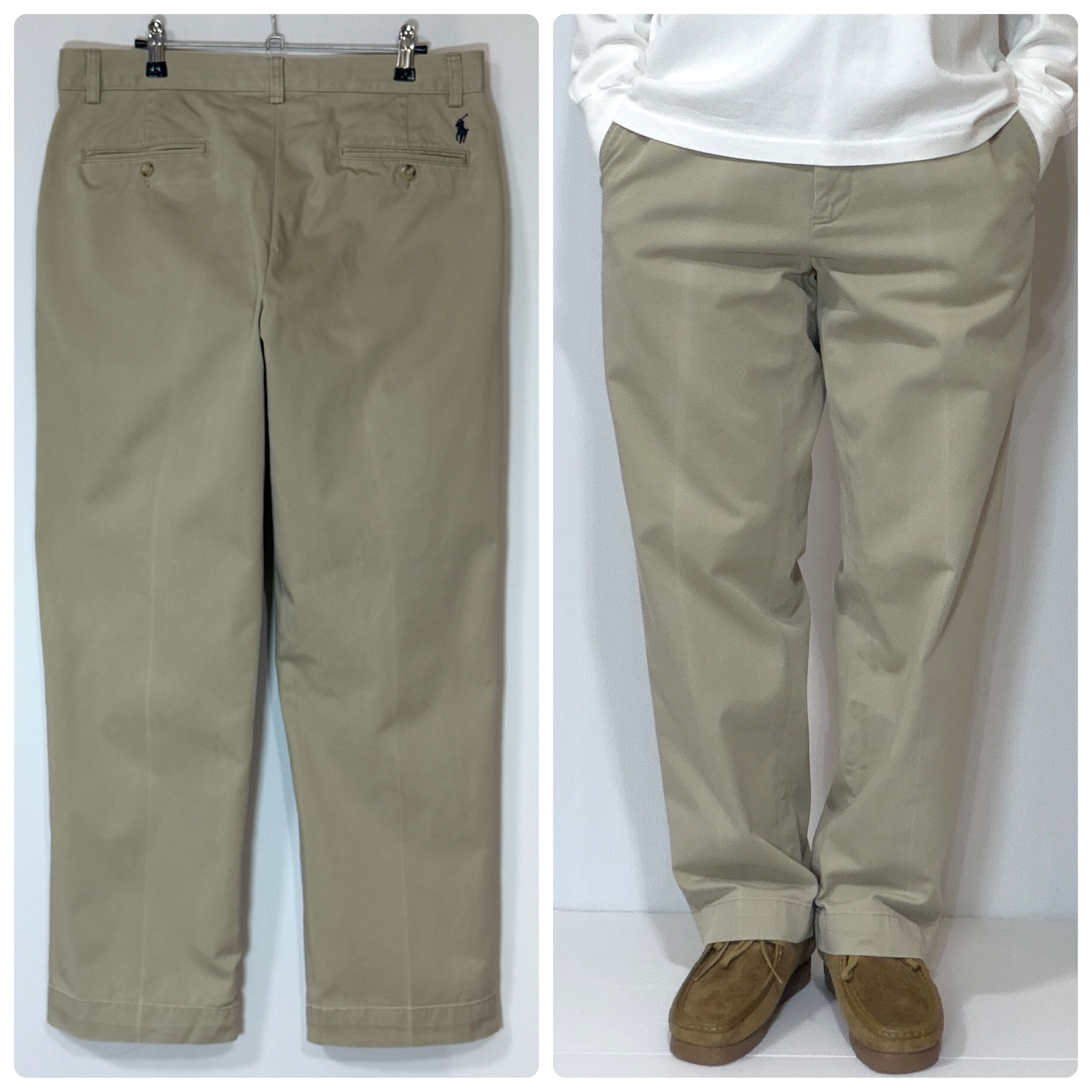 90s [実寸W34L29.5] Polo Ralph Lauren NO TUCK CLASSIC CHINO PRESTON