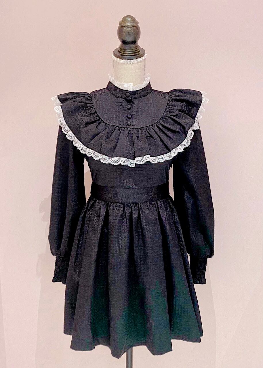 ManonMimie】Glossy Jacquard Frill OP | Manon Tokyo 