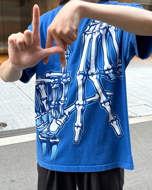 00s OG abel "LA" Skull Hand Sign S/S Tee USA製