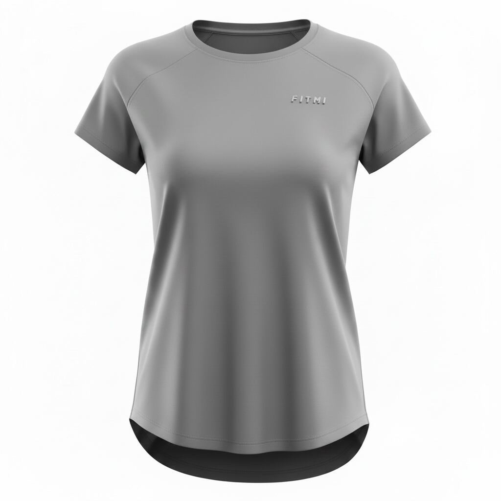 FITMI Relaxed FIT 3DロゴクルーネックTシャツ 【グレー・レディース】